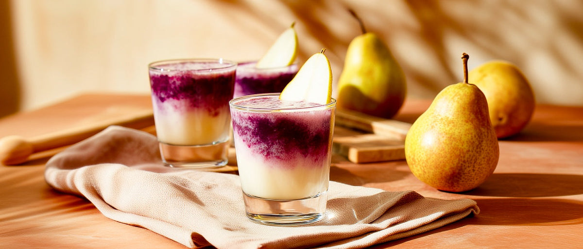 Birnen-Honig-Molke mit Holundersaft