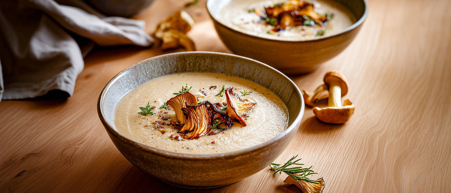 Kartoffel-Steinpilzsuppe mit Frischkäse
