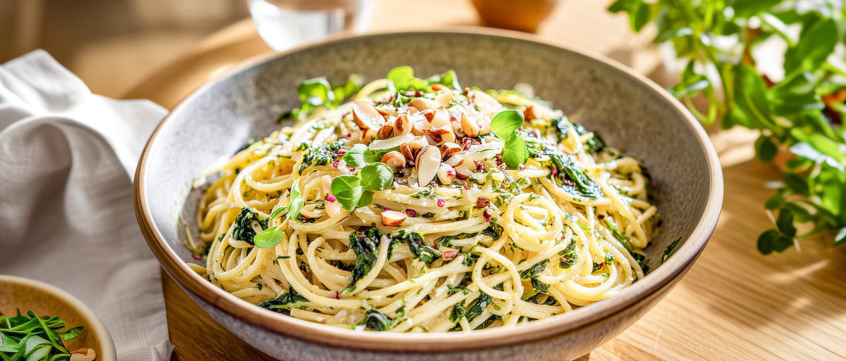 Spaghetti in Zitronen-Kresse-Soße