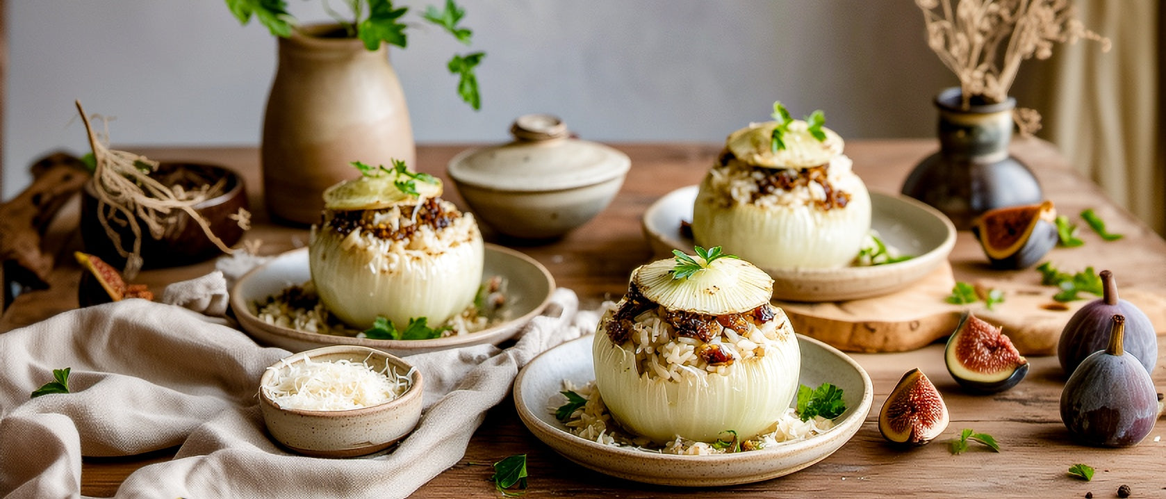 Gefüllte Kohlrabi mit Hackfleisch-Feigen-Risotto