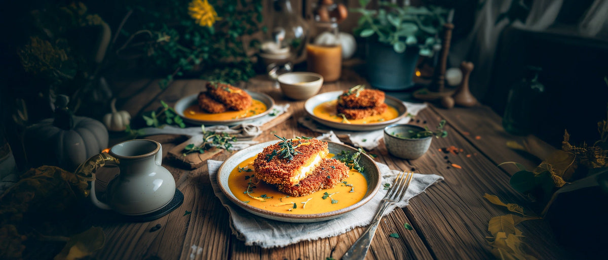 Tofuschnitzel mit Kürbissoße