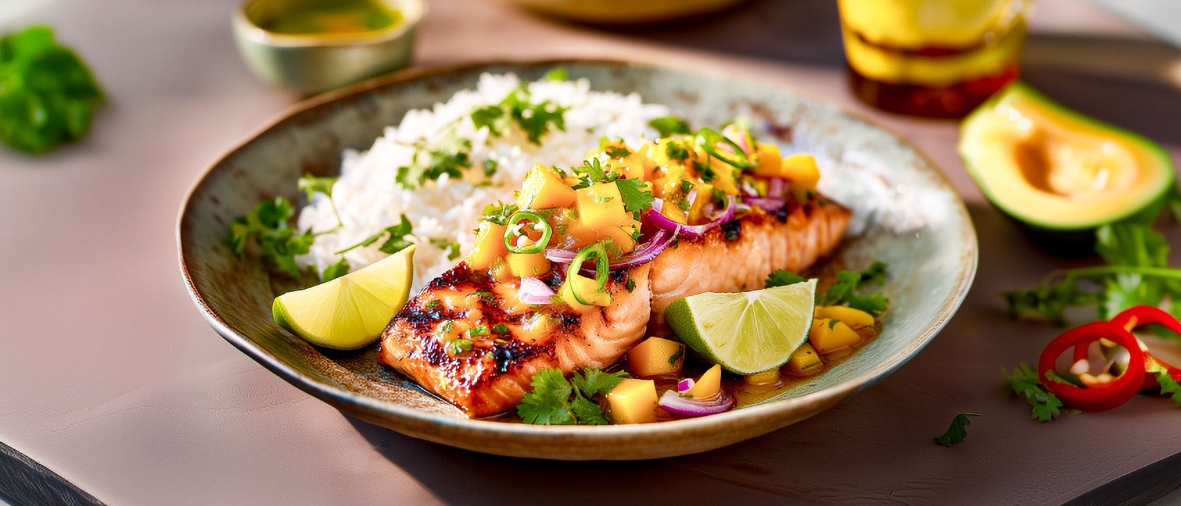 Gegrillter Lachs mit Mango