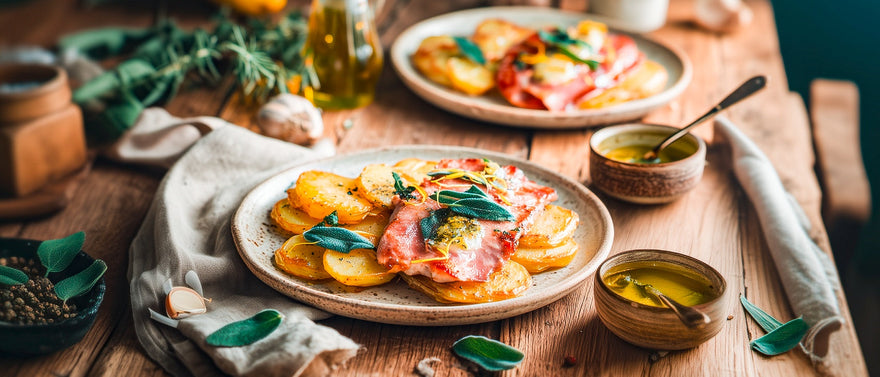 Puten-Saltimbocca mit Olivenbutter