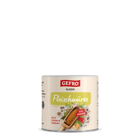 GEFRO Klassik Fleischwürze in Dose, Gewürzmischung für Fleischgerichte mit 17 Kräutern und Gewürzen, frontal gezeigt