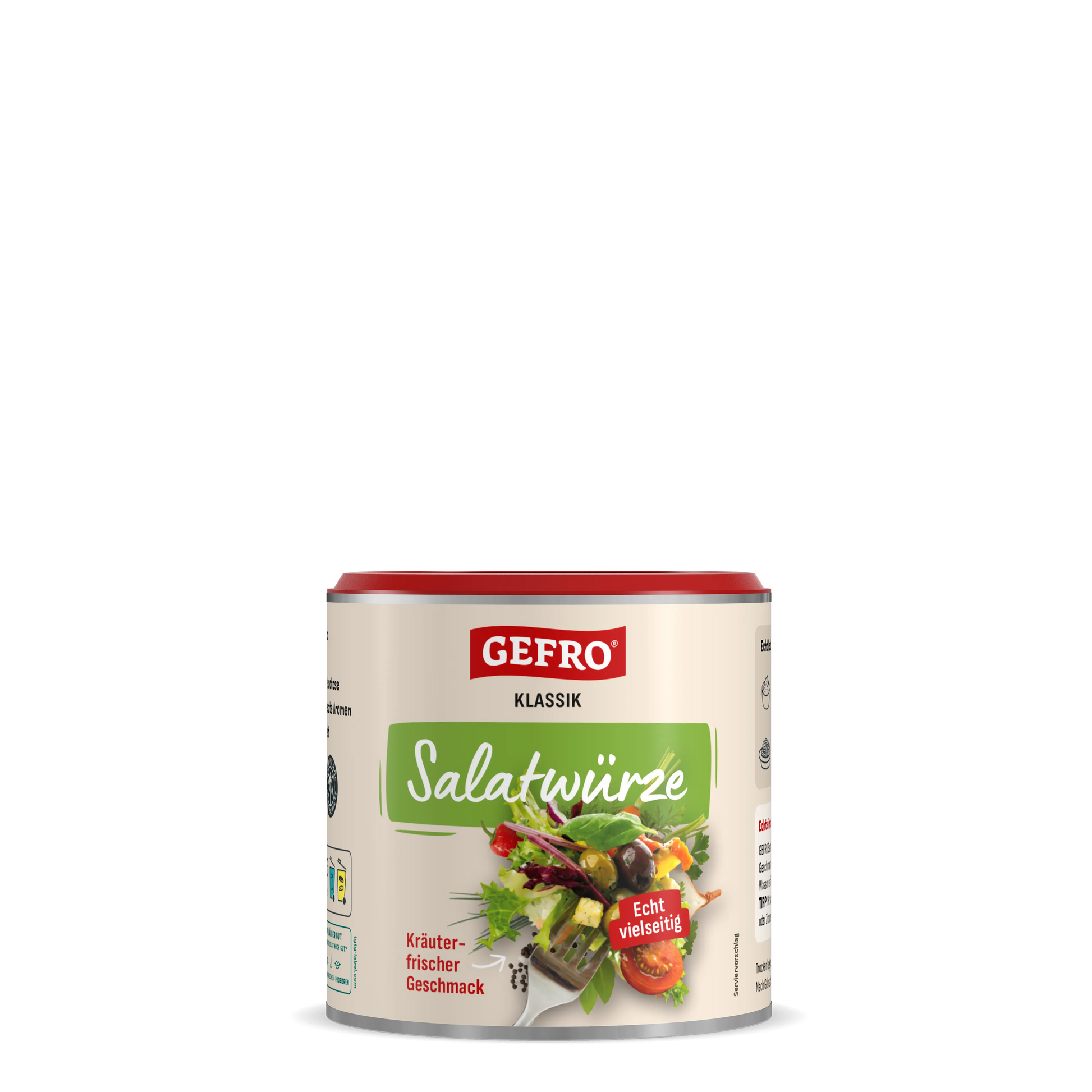 Dose GEFRO Klassik Salatwürze mit rotem Deckel, für frische Salate und vielseitiges Würzen in der Küche
