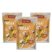 Drei Beutel GEFRO Gemüse Paella, vegane Trockenmischung ohne Zuckerzusatz, je 280 g für 2 bis 3 Portionen