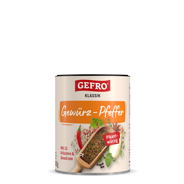 Dose GEFRO Klassik Gewürz-Pfeffer, pikant-würzige Gewürzmischung mit Kräutern und Gewürzen, 350 g