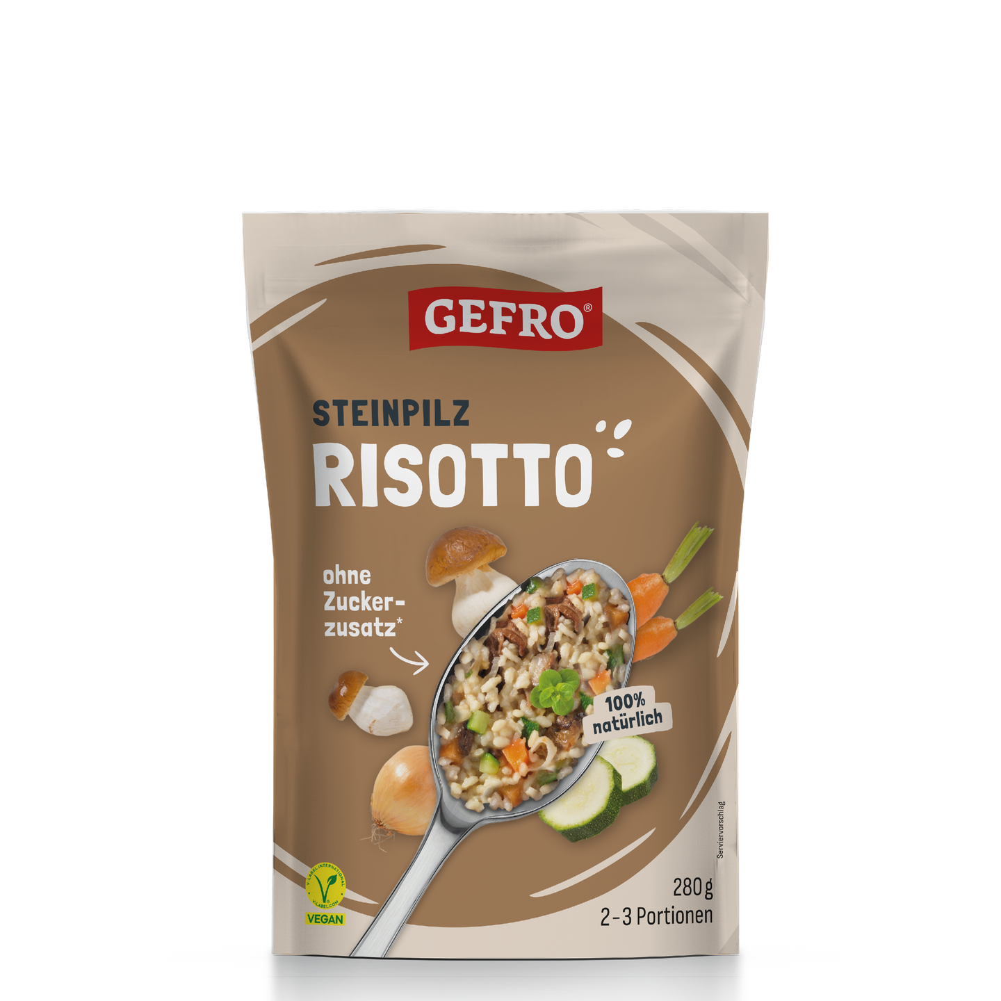Beutel GEFRO Steinpilz Risotto, 280 g, vegane Mischung ohne Zuckerzusatz für 2 bis 3 Portionen
