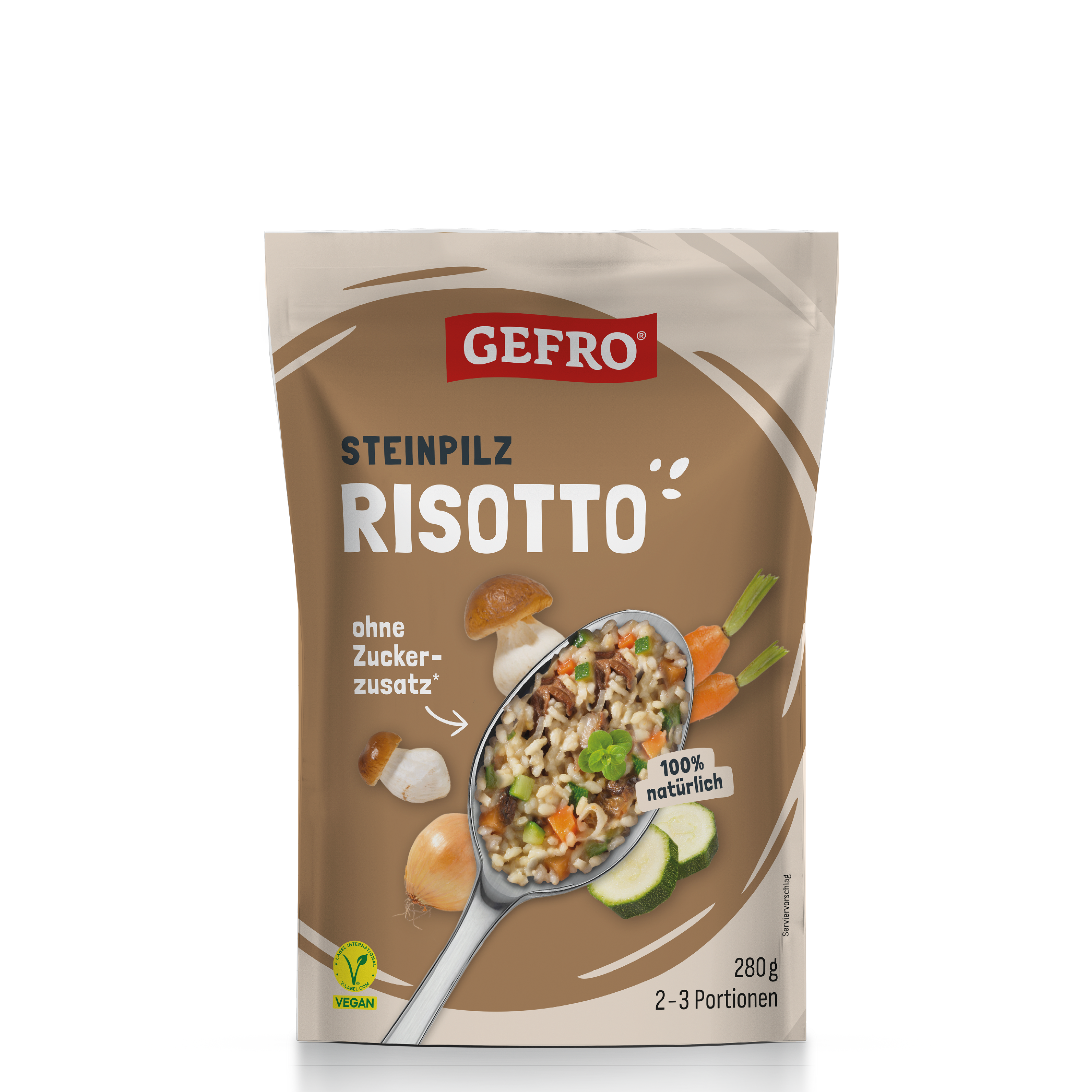 Beutel GEFRO Steinpilz Risotto, 280 g, vegane Mischung ohne Zuckerzusatz für 2 bis 3 Portionen