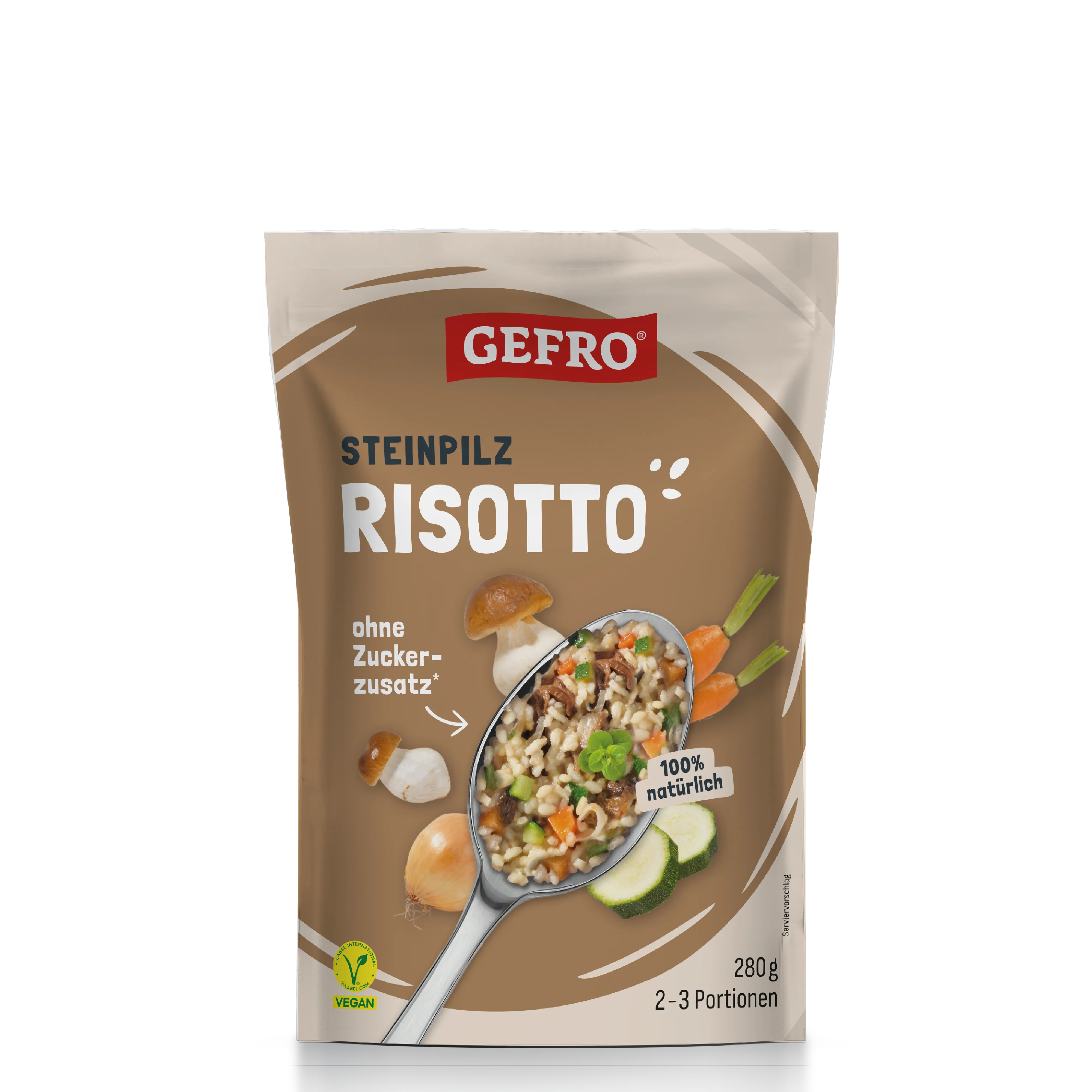 Beutel GEFRO Steinpilz-Risotto, vegane Mischung ohne Zuckerzusatz, 280 g für 2–3 Portionen