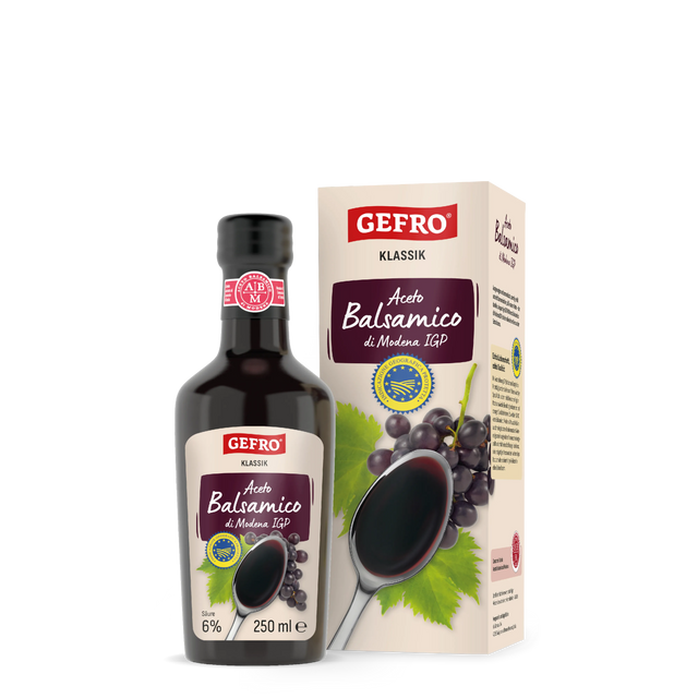 GEFRO Aceto Balsamico di Modena IGP, 250-ml-Flasche mit Verpackung, klassischer Balsamico-Essig