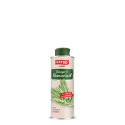 Dose Gefro Klassik Omega-3 Rosmarinöl mit grünem Deckel und Rosmarinzweig auf dem Etikett, freigestellt dargestellt