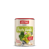 Dose GEFRO Klassik Pesto Verde zum Anrühren, mit Kräutern und Pinienkernen, Produktansicht vorne freigestellt