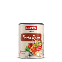 Dose GEFRO Klassik Pesto Rosso zum Anrühren, mit Tomaten und Pinienkernen, Produktansicht frontal freigestellt