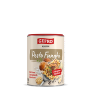 GEFRO Klassik Pesto Funghi in der Dose, Pilzpesto zum Anrühren mit Steinpilzen und Walnüssen, Frontansicht
