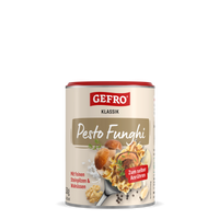 GEFRO Klassik Pesto Funghi in der Dose, Pilzpesto zum Anrühren mit Steinpilzen und Walnüssen, Frontansicht