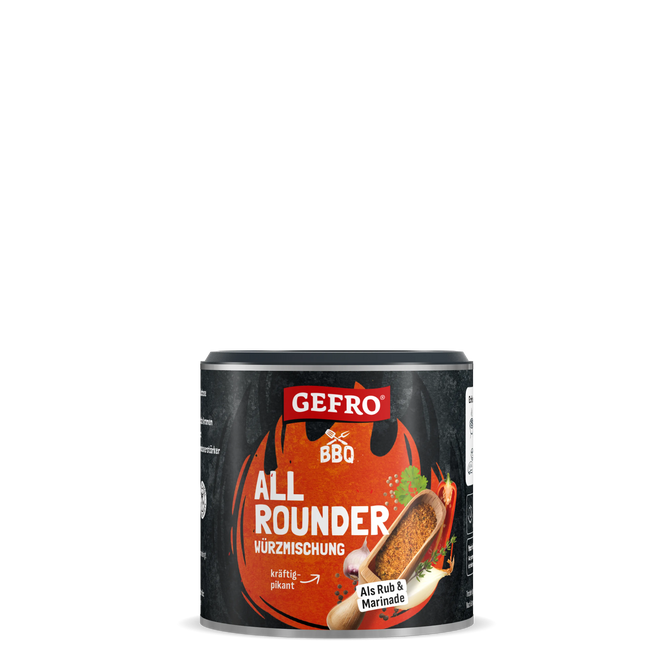 Dose GEFRO BBQ Allrounder Würzmischung, kräftig pikant, für Rub und Marinade beim Grillen und Würzen