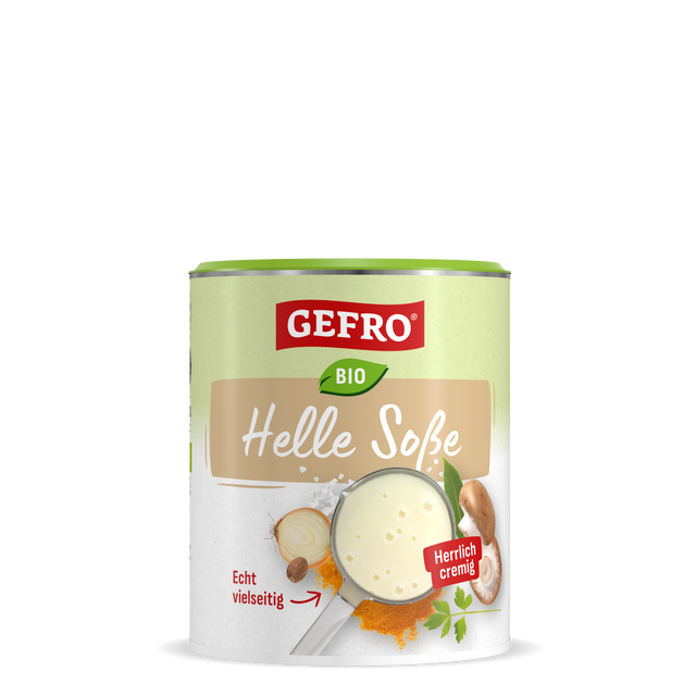 Dose GEFRO Bio Helle Soße, cremige helle Sauce zum Kochen und Verfeinern, Produktverpackung freigestellt