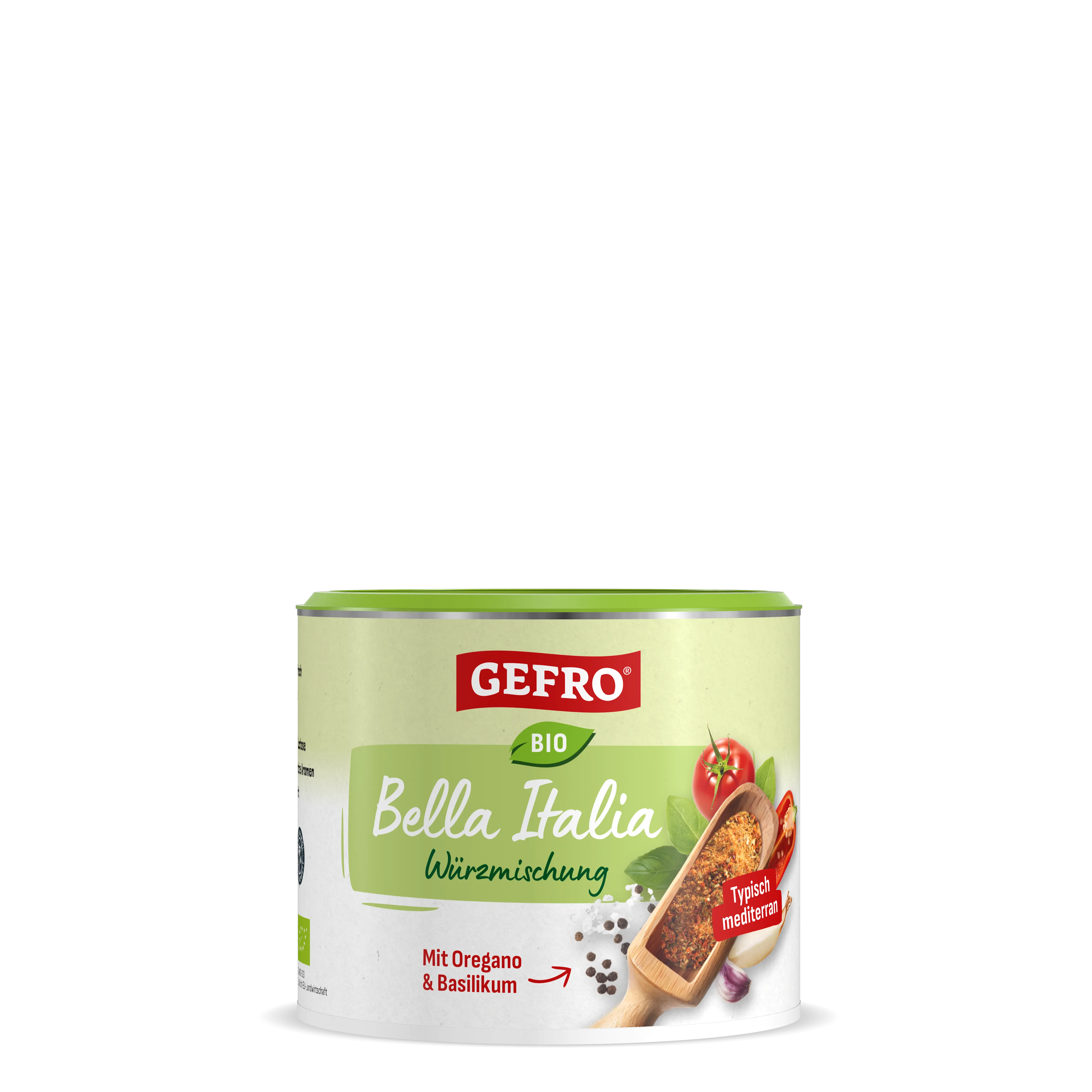 Dose Gefro Bio Bella Italia Würzmischung mit Oregano und Basilikum, typisch mediterrane Gewürzmischung