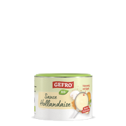 Dose GEFRO Bio Sauce Hollandaise mit grünem Deckel, Produktverpackung für feine cremige Sauce mit Eigelb