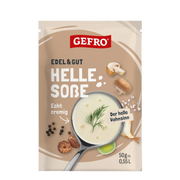 GEFRO Edel & Gut helle Soße, Verpackung mit cremiger Soße im Topf und Pilzen, 50 g für 0,55 Liter