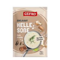 GEFRO Edel & Gut helle Soße, Verpackung mit cremiger Soße im Topf und Pilzen, 50 g für 0,55 Liter