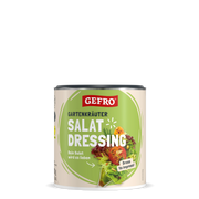 Dose GEFRO Gartenkräuter Salat Dressing mit grünem Etikett und Salatmotiv, geeignet zum Würzen von Salaten