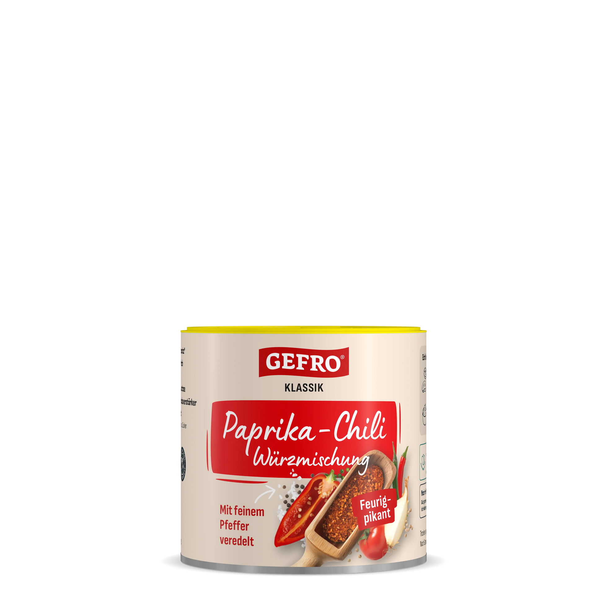 Dose GEFRO Klassik Paprika-Chili Würzmischung mit rotem Etikett, Paprika und Chili, feurig-pikant gewürzt