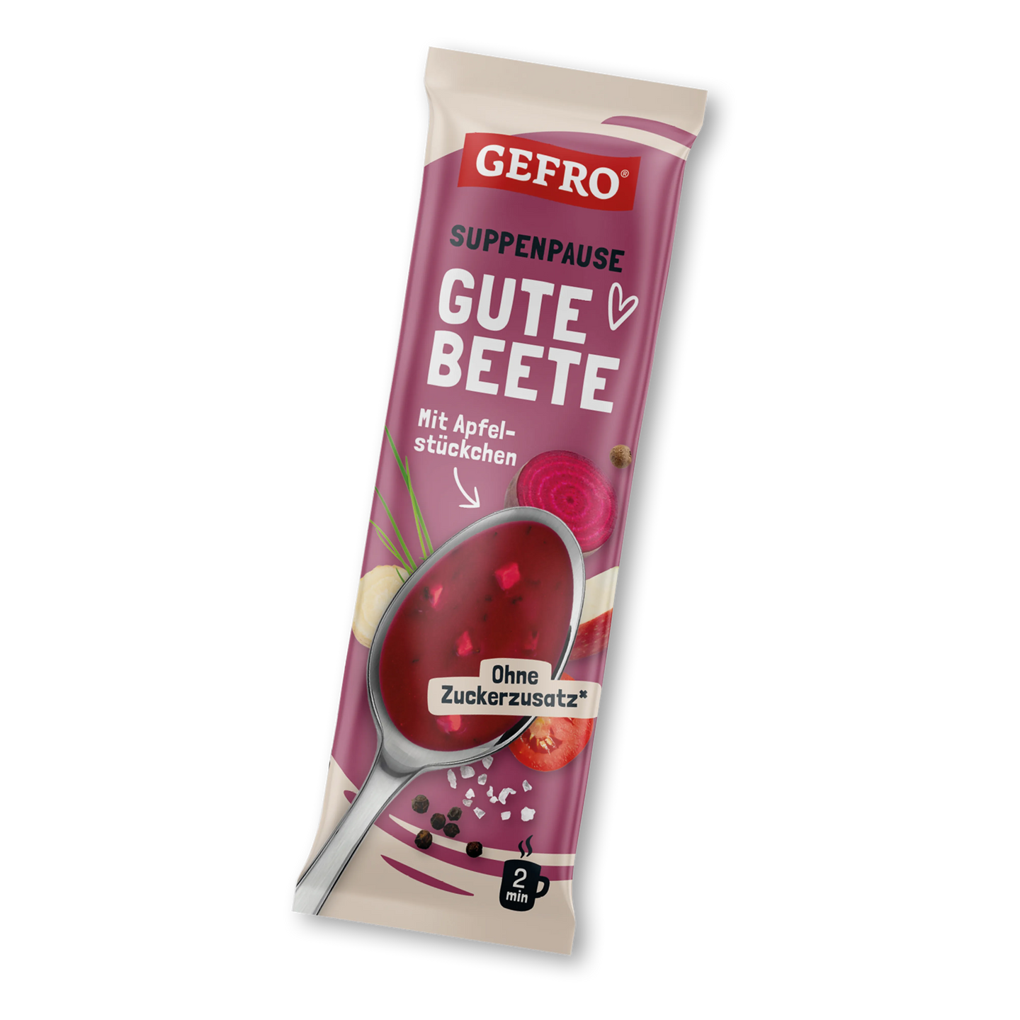 GEFRO Suppenpause Gute Beete, rote Bete Suppe mit Apfelstückchen, Einzelpackung ohne Zuckerzusatz