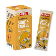 GEFRO Suppenpause Süße Knolle, Packung und Einzelbeutel mit Süßkartoffel-Suppe, ohne Zuckerzusatz dargestellt