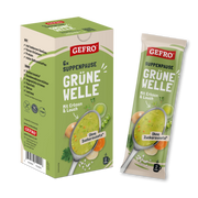 GEFRO Suppenpause Grüne Welle, Packung und Portionsbeutel mit Erbsen-Lauch-Suppe, ohne Zuckerzusatz