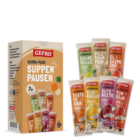 GEFRO Kombi-Pack Suppenpausen mit sieben Suppenbeuteln in verschiedenen Sorten, Box und Einzelpackungen im Überblick