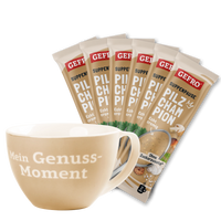 Tasse Beige & 6er Set Pilz-Champion
