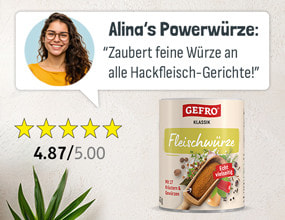 Unsere Kundin Alina empfiehlt : Die Fleischwürze - Alinas Powerwürze "Zaubert feine Würze an alle Hackfleisch-Gerichte!"
