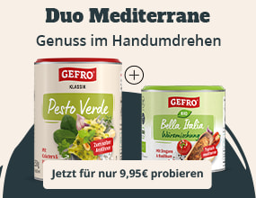 GEFRO Pesto Verde und Bio Bella Italia Gewürzmischung als „Duo Mediterrane“ für 9,95 €.