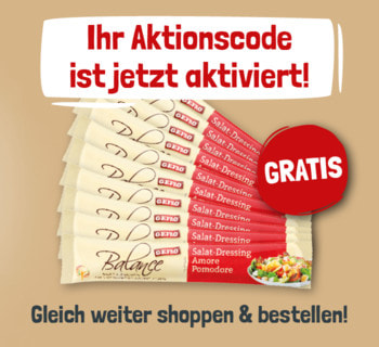 Ihr Aktionscode ist jetzt aktiviert. 10 Gratis Salat-Dressing Sticks Amore Pomodore. Gleich weiter shoppen & bestellen!