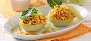 Gefüllte Kohlrabi mit orientalischem Reis
