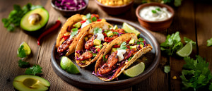 Mexikanische Tacos mit glasierten Hähnchenstreifen