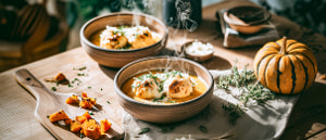 Griessnocken mit Kürbissoße