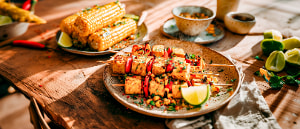 Tofuspieße mit Chili-Honig-Mais