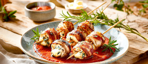 Allgäuer Käsechampignons im Speckmantel