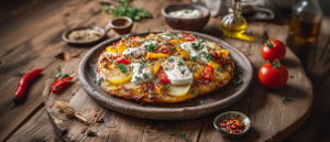 Kartoffelpizza mit Sauerrahm