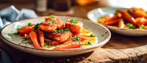 Gebackener Schafskäse mit Honig-Balsamicokarotten
