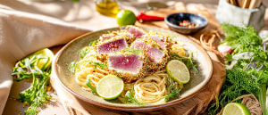 Gegrilltes Thunfischsteak mit Limetten-Pfeffer-Butter