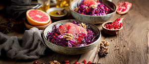 Rotkohlsalat mit Grapefruit und Granatapfel