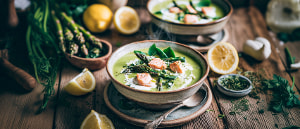 Spargel-Bärlauch-Suppe mit Lachs