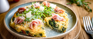 Spinat-Frittata mit Schinken und Mozzarella
