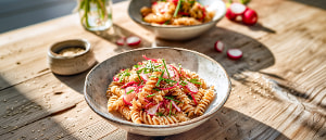 Warmer Nudelsalat mit Rettich und Radieschen