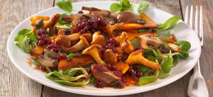 Lauwarmer Kürbissalat mit Pilzen