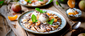 Apfelcarpaccio mit Vanilleeis